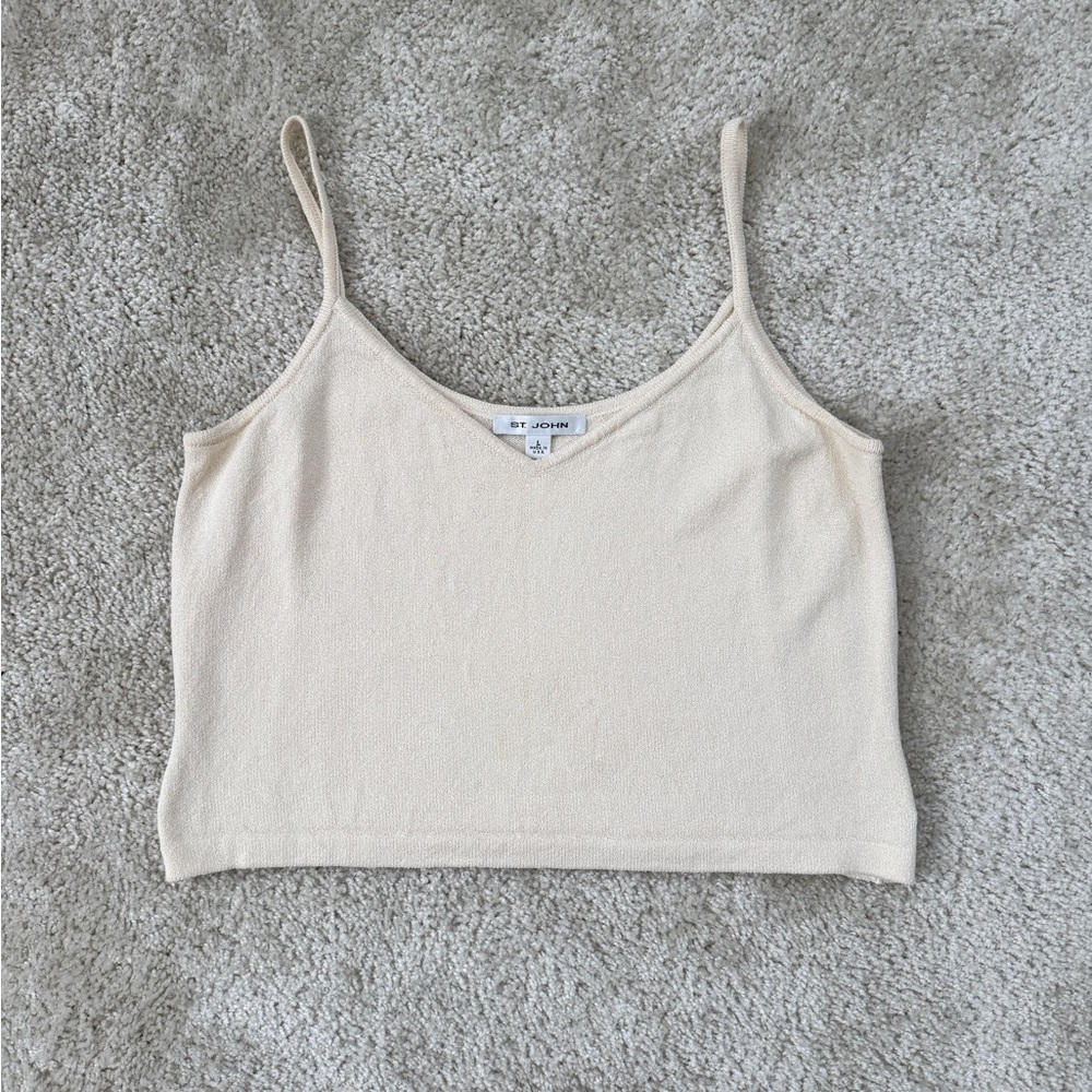 SOLD St. John Vintage Cream Knit Tank Top Large